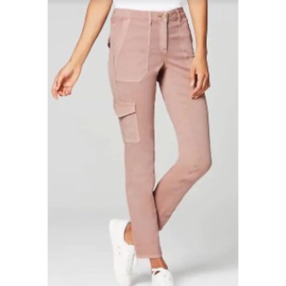 J. Jill  Cargo Slim Leg Twill Utility Pants Salmon Color Sz 14"